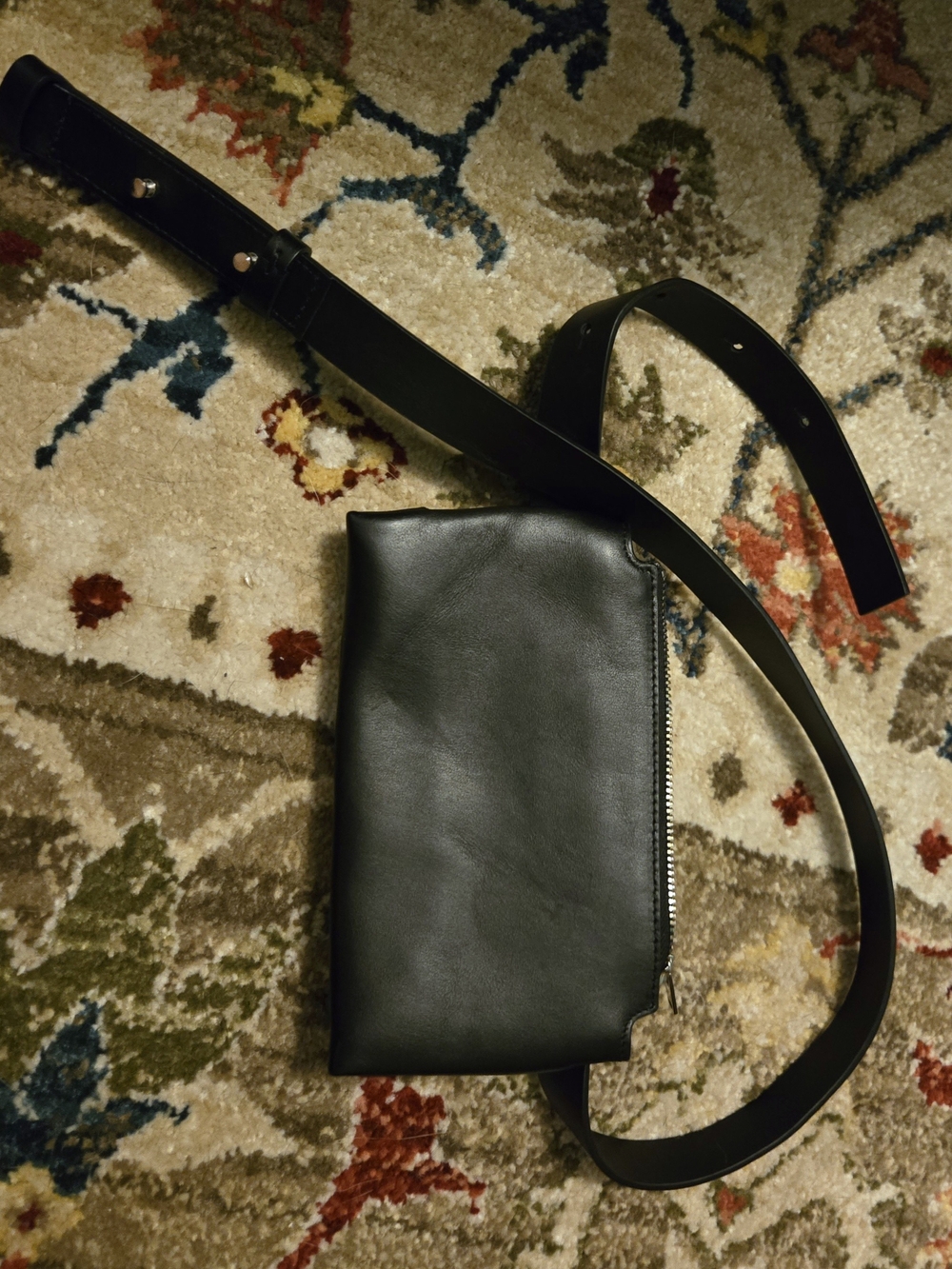 COS Black Leather Zip Belt Bag